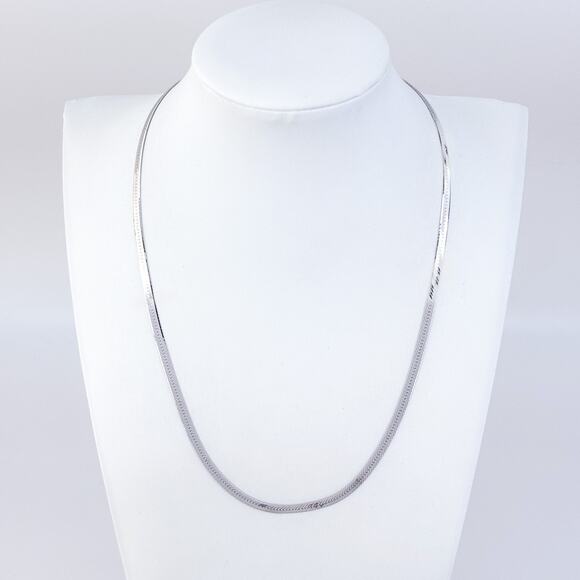 Vintage Italy Sterling Silver 925 3.2mm Herringbone Chain Necklace 18” - Picture 1 of 5